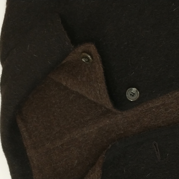 Reversible Alpaca Coat Made n Peru for Barry Bricken Coffee Brown & Dark Natural - Picture 12 of 14